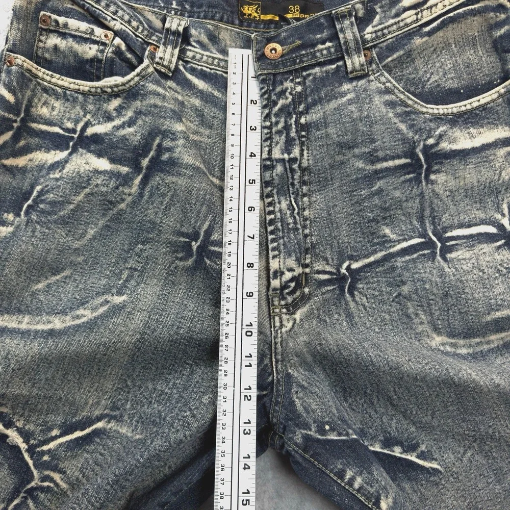 Vintage Y2K Brock Jeans Baggy Distressed Acid Washed Cropped Denim Hip Hop SZ 38